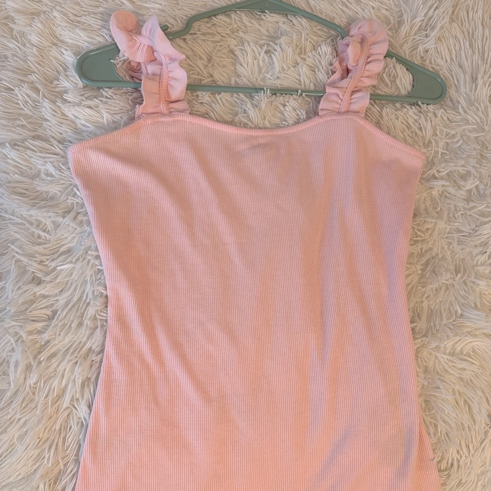 Light pink tank top with ruffles